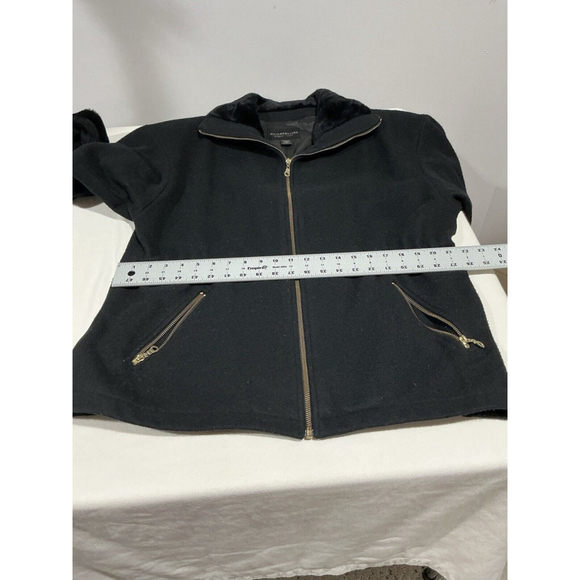 Womans Metropolitan Ny Size 10 Black Zip Up Wool Lined Pea Coat - Picture 6 of 7